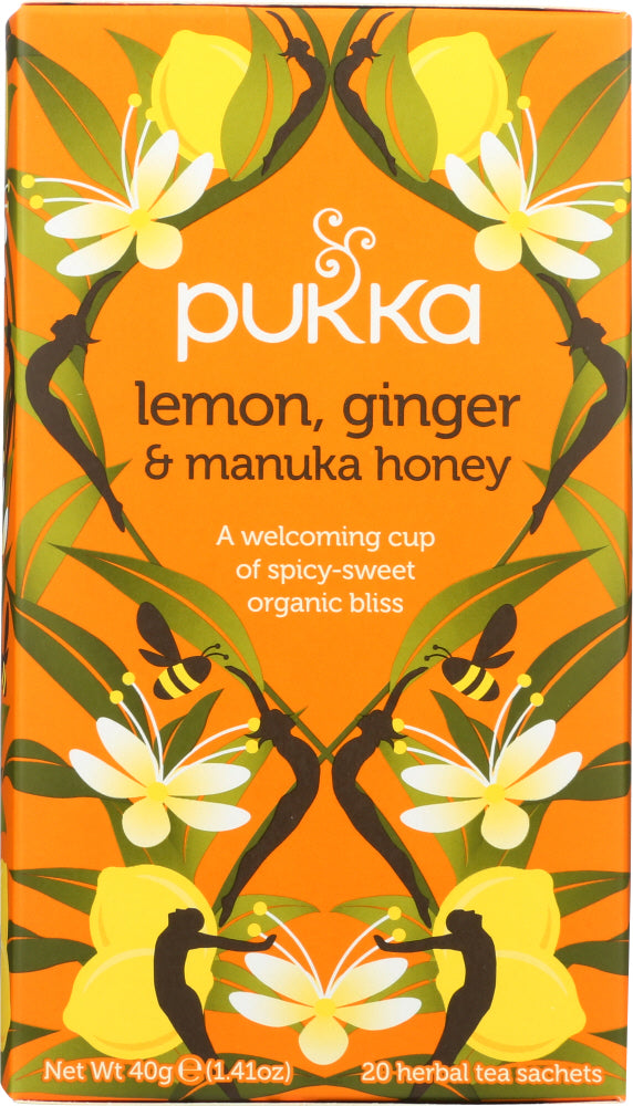 PUKKA HERBS: Lemon Ginger & Manuka Honey Herbal Tea, 20 bg