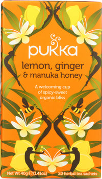 PUKKA HERBS: Lemon Ginger & Manuka Honey Herbal Tea, 20 bg