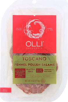 OLLI SALUMERIA: Toscano Fennel Pollen Salame Pre-Sliced, 4 oz