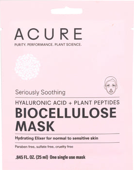 ACURE: Seriously Soothing Biocellulose Facial Gel Mask, 1 ea