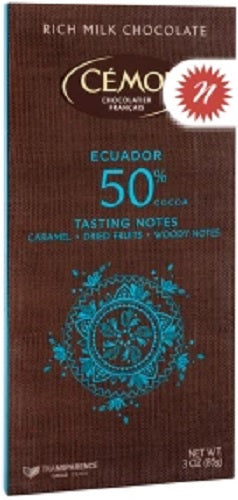 CEMOI: Milk Chocolate Bar Ecuador 50% Cocoa, 3 oz