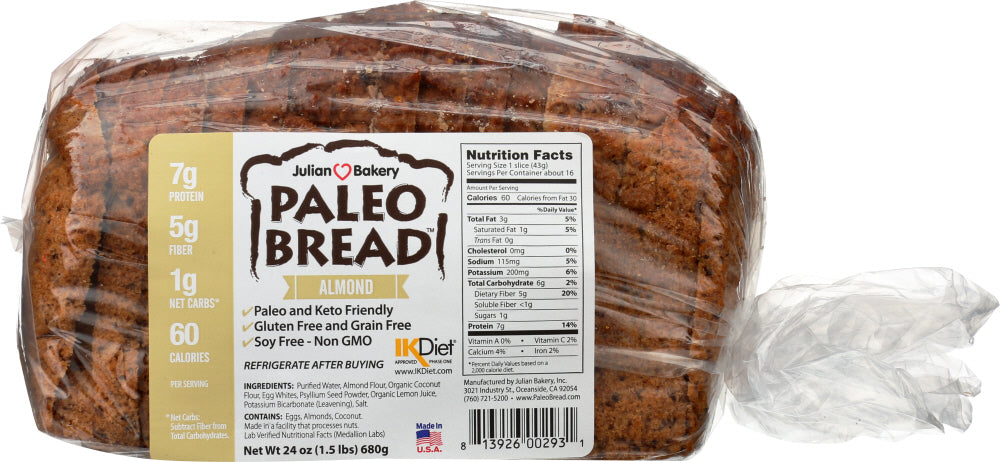 JULIAN BAKERY: Paleo Bread Almond, 24 oz