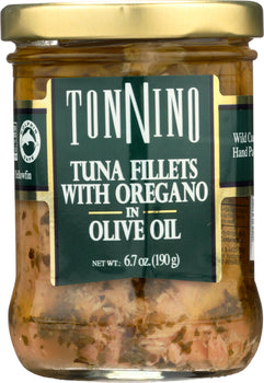 TONNINO: Tuna Fillets with Oregano in Olive Oil Fad Free, 6.7 oz