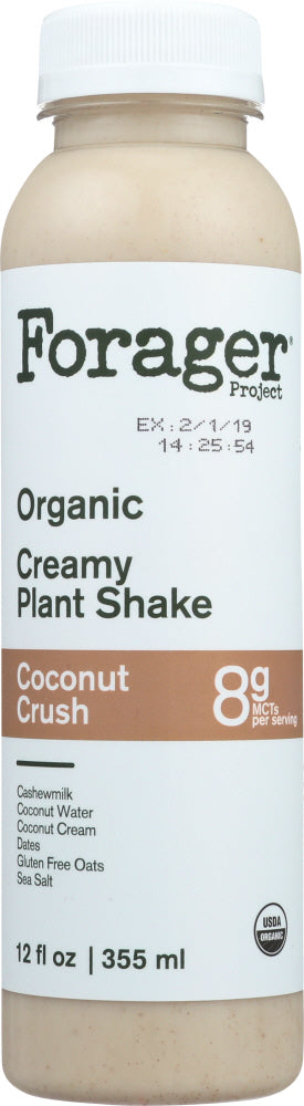 FORAGER: Organic Creamy Plant Shake Coconut Crush, 12 oz