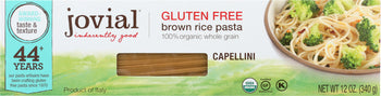 JOVIAL: Organic Brown Rice Pasta Gluten Free Capellini, 12 oz