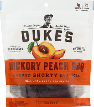 DUKES: Hickory Peach BBQ Shorty Smoked Sausages, 5 oz