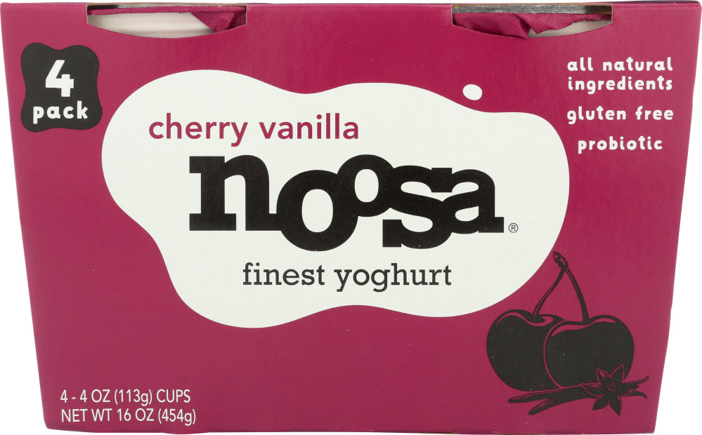 NOOSA YOGHURT: Cherry Vanilla Yoghurt 4 pack, 16 oz