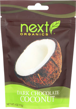 NEXT ORGANICS: Chocolate Covered Fruit Coconut Dark Organic, 4 oz