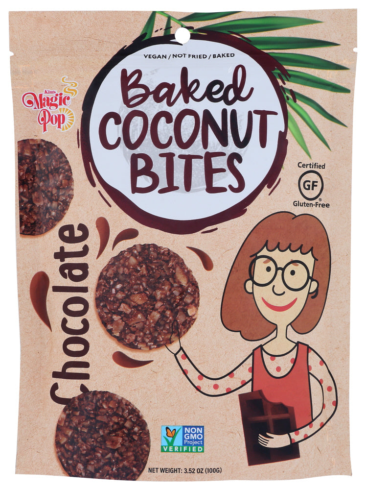 KIM'S MAGIC POP: Baked Coconut Bites Chocolate, 3.52 oz