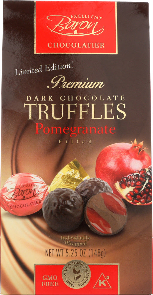 BARON CHOCOLATIER: Dark Chocolate Truffle Pomegranate, 5.25 oz