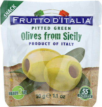 FRUTTO DITALIA: Pitted Green Olives Snack Pack, 1.10 oz