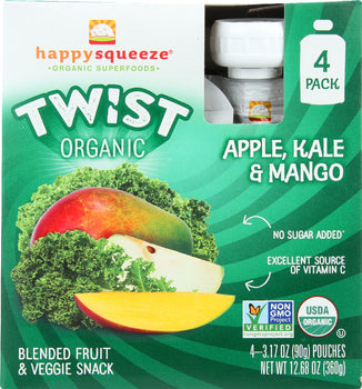 HAPPY KID: Twist Organic Apple Kale and Mango 4 Packs, 12.68 oz