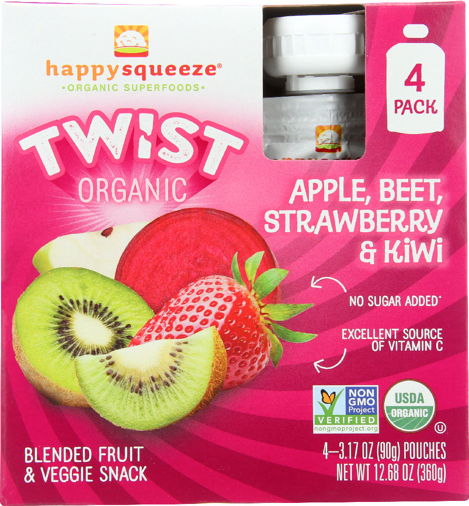 HAPPY KID: Twist Organic Apple Beet Strawberry and Kiwi 4 Packs, 12.68 oz