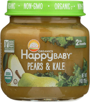 HAPPY BABY: Stage 2 Pears and Kale Baby Food, 4 oz