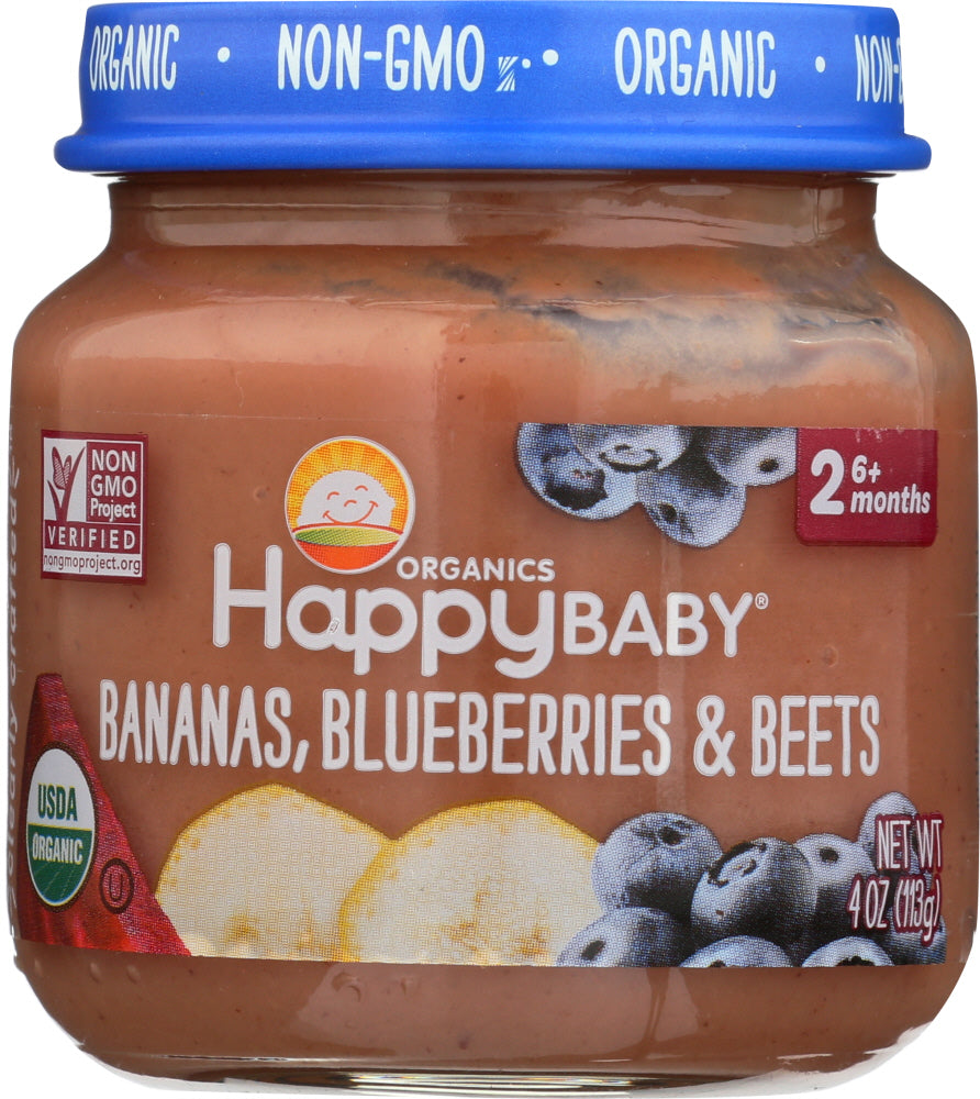 HAPPY BABY: Stage 2 Bananas Blueberries and Beets, 4 oz