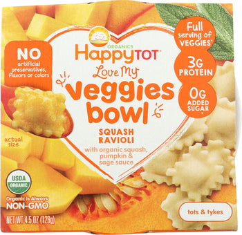 HAPPY BABY: Veggies Bowl Ravioli Squash, 4.5 oz