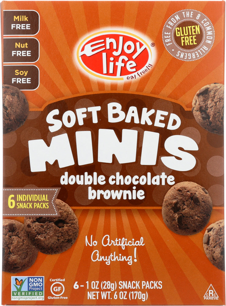 ENJOY LIFE: Soft Baked Minis Double Chocolate Brownie, 6 oz