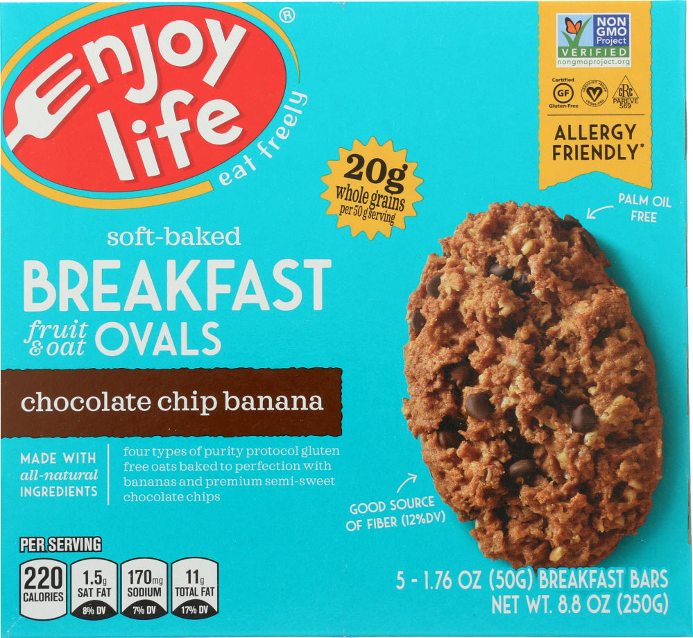 ENJOY LIFE: Chocolate Chip Oval Breakfast Bar, 8.8 oz