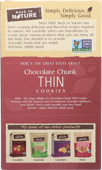 BACK TO NATURE: Chocolate Chunk Thin Cookies, 6 oz