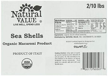 NATURAL VALUE: Pasta-Sea Shells Organic 2 Packs, 20 lb