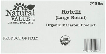 NATURAL VALUE: Organic Rotelli Large Rotini Pasta 2-10lb, 20 lb