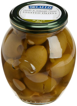 DELALLO: Olive Stuffed Jalapeno Garlic, 7 oz