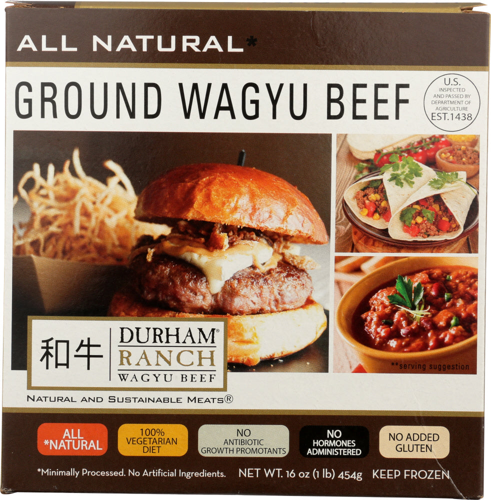 DURHAM RANCH: Frozen Ground Wagyu Beef, 16 oz