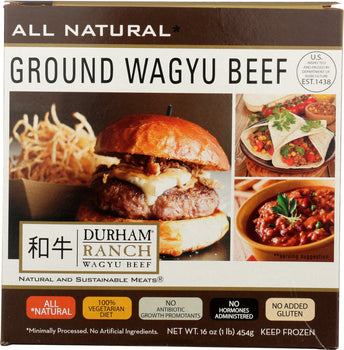 DURHAM RANCH: Frozen Ground Wagyu Beef, 16 oz