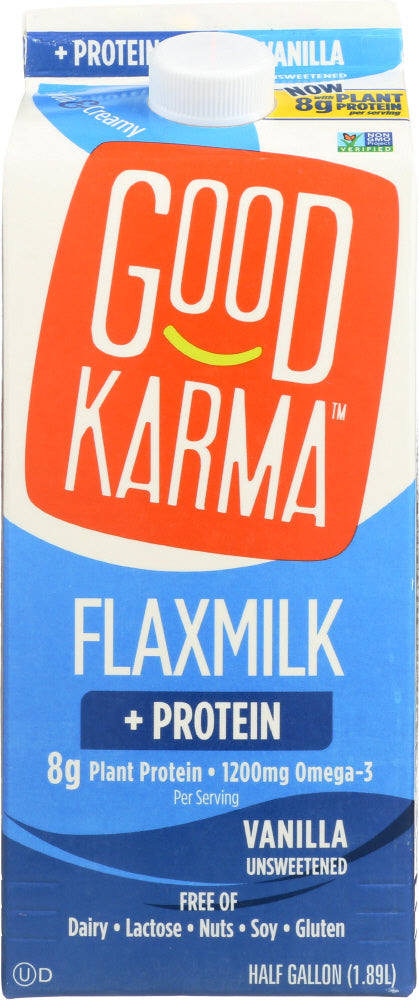 GOOD KARMA: Unsweetened Vanilla Flaxmilk + Protein, 64 fl oz