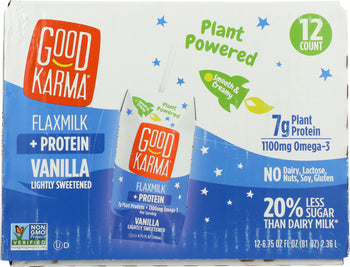 GOOD KARMA: Vanilla Lightly Sweetened Flaxmilk Protein 12 Pack, 81 fo