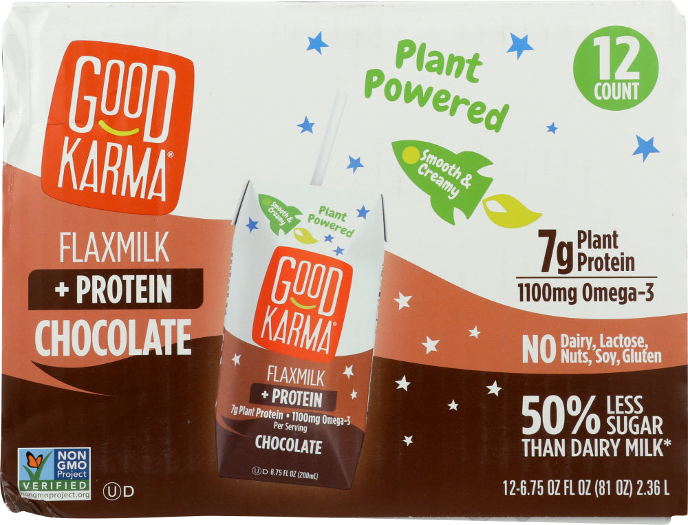 GOOD KARMA: Chocolate Flaxmilk Protein 12 Pack, 81 fo