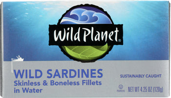 WILD PLANET: Sardines Boneless Skinless Water, 4.25 oz