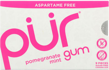 PUR GUM: Aspartame Free Gum Pomegranate Mint, 9 pc