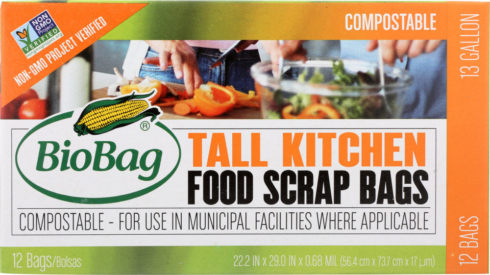 BIOBAG: Tall Kitchen 13 Gallon Food Scrap Bags, 12 pc