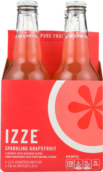 IZZE BEVERAGE: Sparkling Grapefruit Juice 4 count (12 oz each), 48 oz