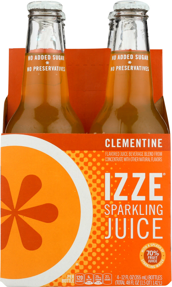 IZZE BEVERAGE: Sparkling Clementine Flavored Juice Beverage 4 count, 48 oz