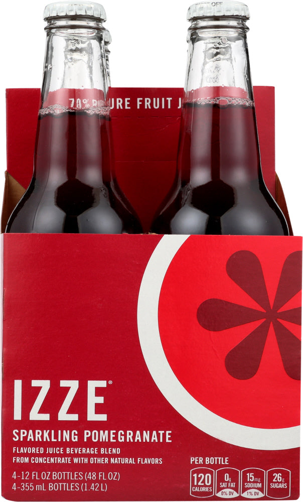 IZZE: Sparkling Pomegranate Flavored Juice Beverage 4 Count, 48 oz