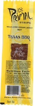 PRIMAL STRIPS: Meatless Vegan Jerky Texas BBQ, 1 oz