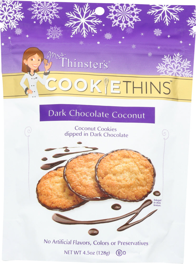 MRS THINSTERS: Cookie Thin Dark Chocolate Coconut, 4.5 oz