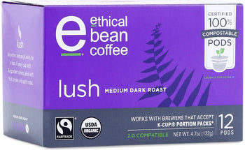 ETHICAL BEAN: Coffee Medium Dark Roast Lush Pods, 12 ea