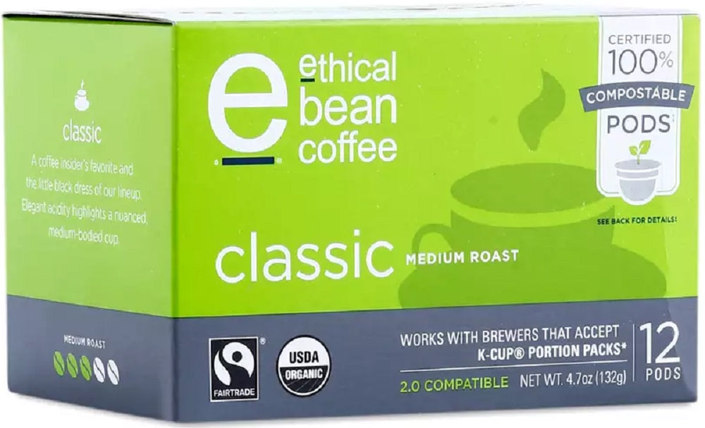 ETHICAL BEAN: Coffee Medium Roast Classic Pods, 12 ea