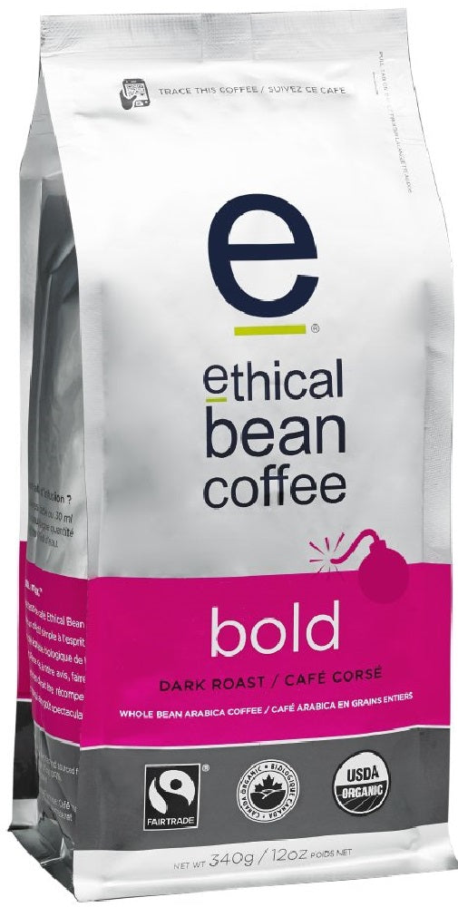 ETHICAL BEAN: Coffee Dark Roast Bold Whole, 12 oz