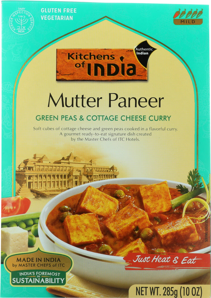 KITCHENS OF INDIA: Entre Read To Eat Mutter Paneer Green Peas, 10 oz