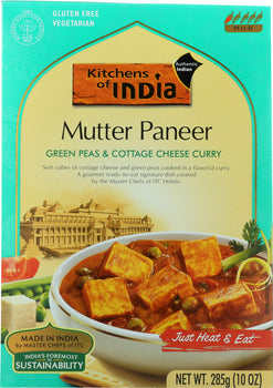 KITCHENS OF INDIA: Entre Read To Eat Mutter Paneer Green Peas, 10 oz