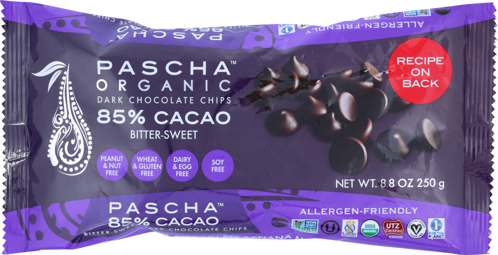 PASCHA: Organic Bitter-Sweet Dark Chocolate Chips, 8.75 oz