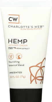 CHARLOTTES WEB: Cream Hemp Infused Unscented, 2.5 oz