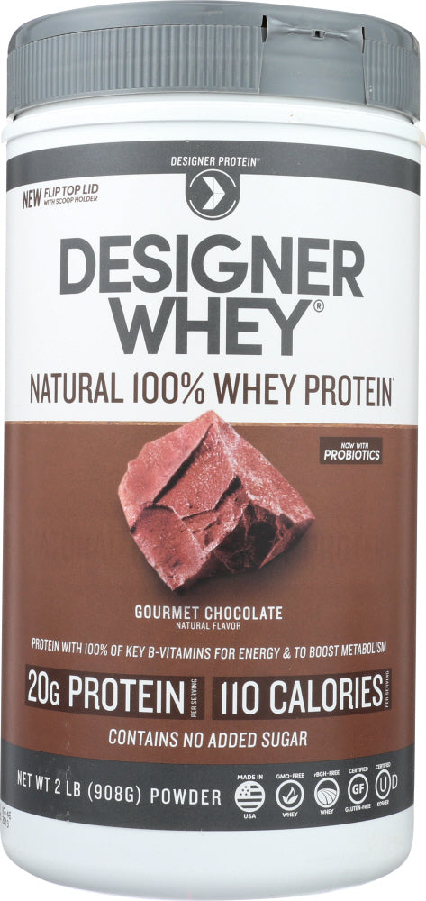 DESIGNER PROTEIN WHEY: 100% Premium Powder Gourmet Chocolate, 2 lb