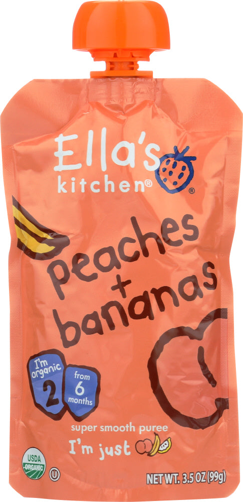 ELLA'S KITCHEN: Super Smooth Puree Peaches + Bananas, 3.5 oz