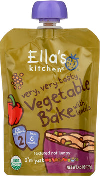 ELLAS KITCHEN: Baby Stage 2 Vegetable Bake with Lentils, 4.5 oz