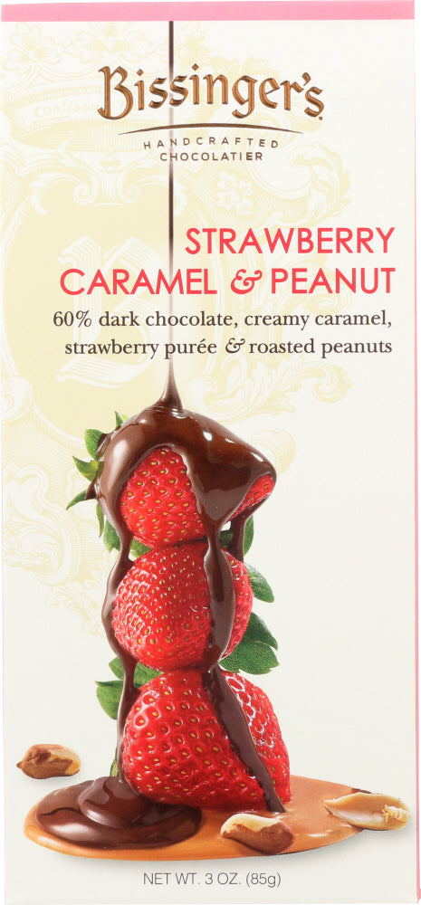 BISSINGERS: Dark Chocolate Strawberry Caramel and Peanut, 3 oz